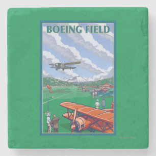 Dessous-de-verre En Pierre Affiche de Vintage voyage de champ de Boeing