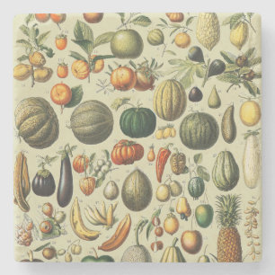 Dessous-de-verre En Pierre Affiches de fruits botaniques vintage françaises