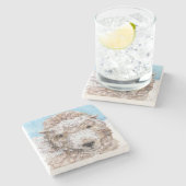 Dessous-de-verre En Pierre Agneau en neige (Côté)