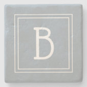 Dessous-de-verre En Pierre Agritourisme moderne Monogramme Bleu & Blanc Initi (Devant)