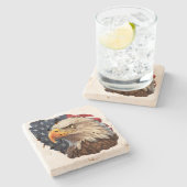 Dessous-de-verre En Pierre Aigle à drapeau américain (Côté)