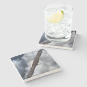 Dessous-de-verre En Pierre Aigle chauve et ciel nuageux (Côté)