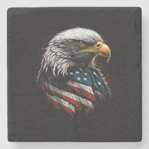 Dessous-de-verre En Pierre Aigle Patriotique USA Drapeau Américain 4 Juillet