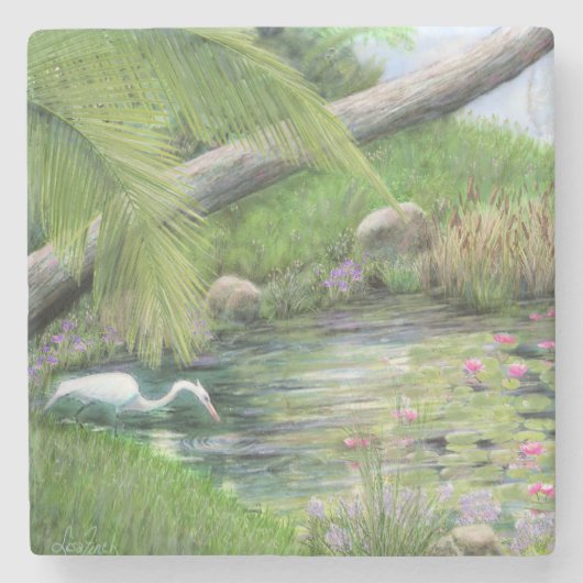 Dessous-de-verre En Pierre Aiguille sur l'étang (Devant)