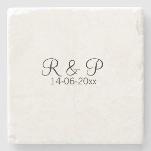 Dessous-de-verre En Pierre Ajouter monogramme du nom du couple ajouter date a