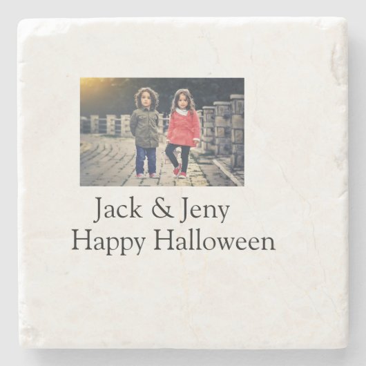Dessous-de-verre En Pierre ajouter nom photo texte Halloween enfant fille gar (Devant)
