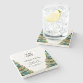 Dessous-de-verre En Pierre Ajouter un logo Promotion d'arbre de Noël de texte (Côté)