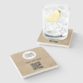 Dessous-de-verre En Pierre Ajouter un logo QR Code Promotion de texte personn (Côté)