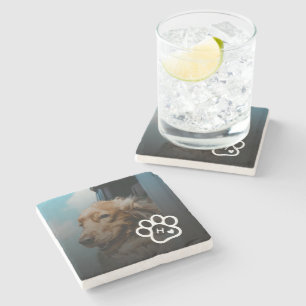 Dessous-de-verre En Pierre Ajoutez Votre Propre Photo Monogramme Chiens Anima
