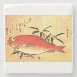 Dessous-de-verre En Pierre Akodai - Hiroshige's Colorful Japanese Fish Print