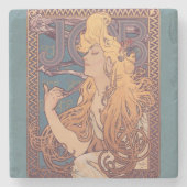 Dessous-de-verre En Pierre Alfonse Mucha Job Art Nouveau femme (Devant)