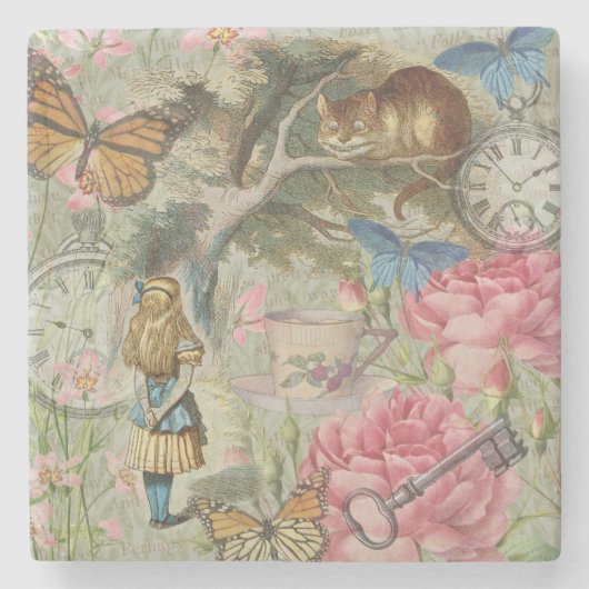 Dessous-de-verre En Pierre Alice Cheshire Chat Wonderland Tree Garden (Devant)