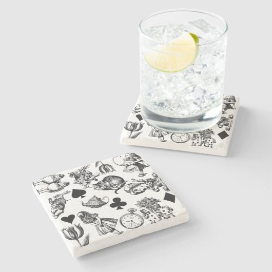 Dessous-de-verre En Pierre Alice White Rabbit Wonderland Classic (Côté)