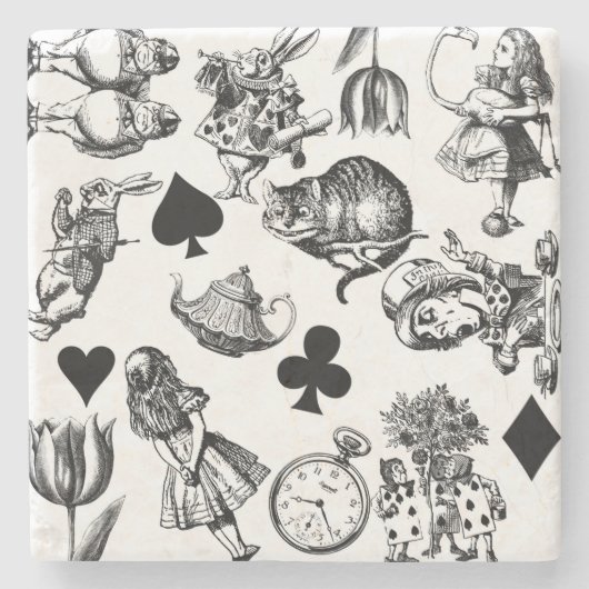 Dessous-de-verre En Pierre Alice White Rabbit Wonderland Classic (Devant)