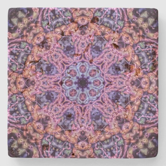 Dessous-de-verre En Pierre Alien complexe pourpre Kaleidoscopic Mandala (Devant)