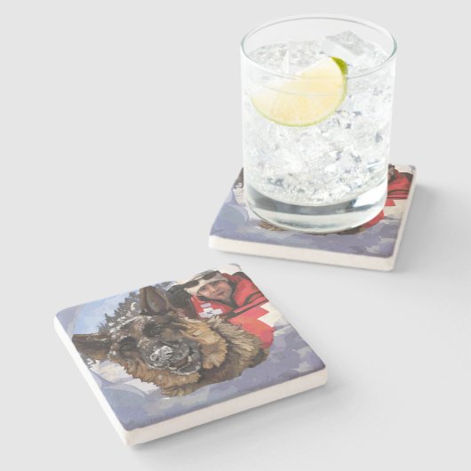 Dessous-de-verre En Pierre Allemand Shepard Recherche et Secourt dans la neig (Côté)