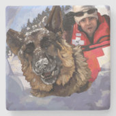 Dessous-de-verre En Pierre Allemand Shepard Recherche et Secourt dans la neig (Devant)