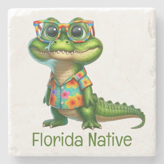 Dessous-de-verre En Pierre Alligator en chemise tropicale (Devant)