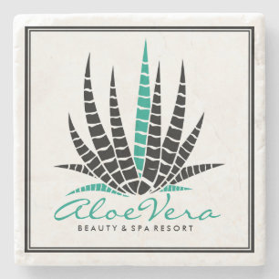 Dessous-de-verre En Pierre Aloe Vera Black & Turquoise Illustration Spa Resor