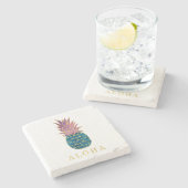 Dessous-de-verre En Pierre Aloha Faux Gold avec Aloha Aigle bleu et pourpre (Côté)