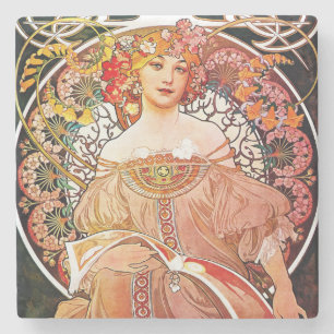 Dessous-de-verre En Pierre Alphonse Mucha Daydream Floral Vintage Art Nouveau
