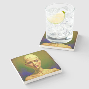 Dessous-de-verre En Pierre Âme de porcelaine craquée - Portrait coloré