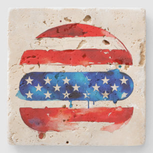 Dessous-de-verre En Pierre America Burger (Peinture Blanche No. 2)