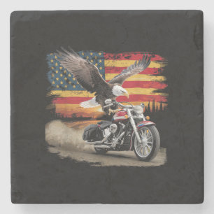 Dessous-de-verre En Pierre American Flag Mocycle Tshirt USA Flag Bike Ret