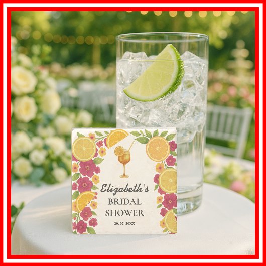 Dessous-de-verre En Pierre Amour au Premier Spritz Bridal Shower Citron Orang
