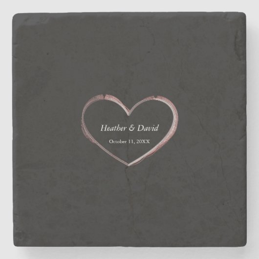 Dessous-de-verre En Pierre Amour Coeur Attractif Charming Mariage (Devant)