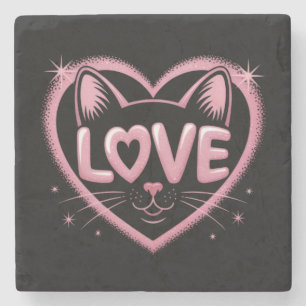 Dessous-de-verre En Pierre Amour de chat scintillant