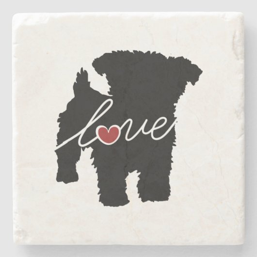 Dessous-de-verre En Pierre Amour de Yorkiepoo (Yorkie/caniche) (Devant)