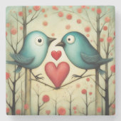 Dessous-de-verre En Pierre Amour des oiseaux 3 (Devant)