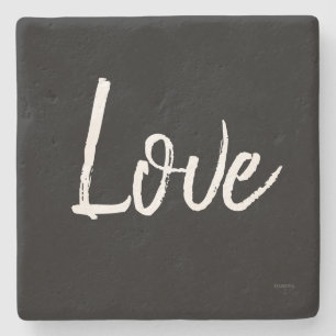 Dessous-de-verre En Pierre Amour Noir et Blanc - Limestone Coaster