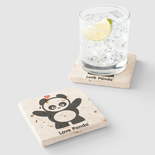 Dessous-de-verre En Pierre Amour Panda® (Côté)