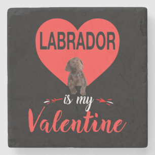 Dessous-de-verre En Pierre Amoureux des chiens Labrador Est Ma Valentine
