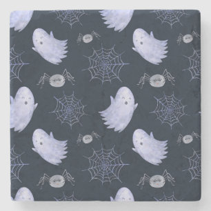 Dessous-de-verre En Pierre Amusant Motif d'Halloween Spider Fantôme.