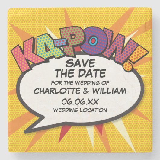 Dessous-de-verre En Pierre Amusement moderne Enregistrer la date (Devant)