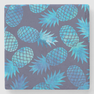 Dessous-de-verre En Pierre Ananas bleus de colorant de cravate