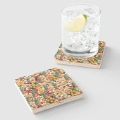 Dessous-de-verre En Pierre Ananas Floral Tropical Rouge Parties scintillant A (Côté)