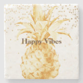 Dessous-de-verre En Pierre Ananas jaune or (Devant)