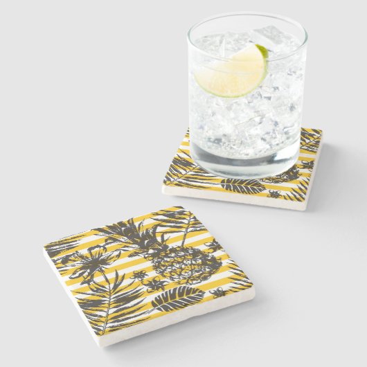 Dessous-de-verre En Pierre Ananas tirés par la main (Côté)