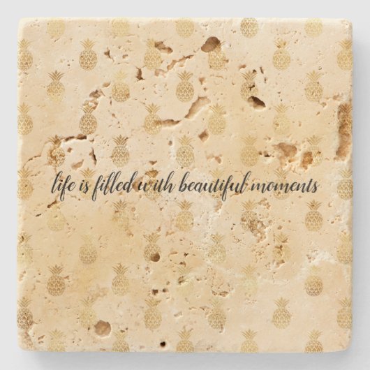 Dessous-de-verre En Pierre Ananas Tropical en or jaune (Devant)