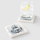 Dessous-de-verre En Pierre Ancre bleue marine (Côté)