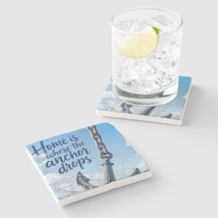 Dessous-de-verre En Pierre Ancre nautique avec citation inspirante pour la ma