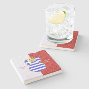 Dessous-de-verre En Pierre Ange Blond Grec Drapeau Rouge et Blanc Personnalis