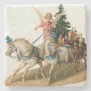 Dessous-de-verre En Pierre Angel avec Wagon Chargement de symboles de Noël