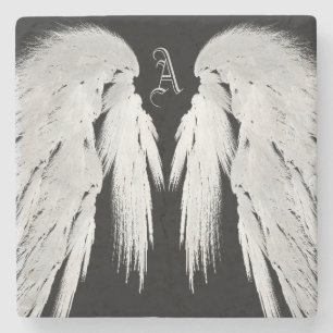 Dessous-de-verre En Pierre ANGEL WINGS Black Custom Monogramme