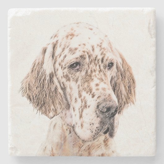 Dessous-de-verre En Pierre Anglais Setter Orange Belton Peinture Chien Art (Devant)