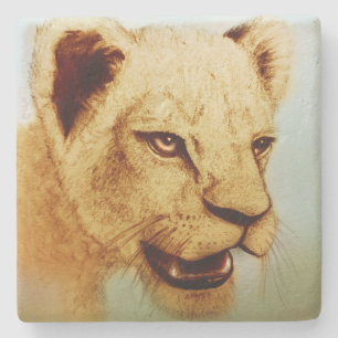 Dessous-de-verre En Pierre Animal sauvage coloré - lion, dessous de verre en